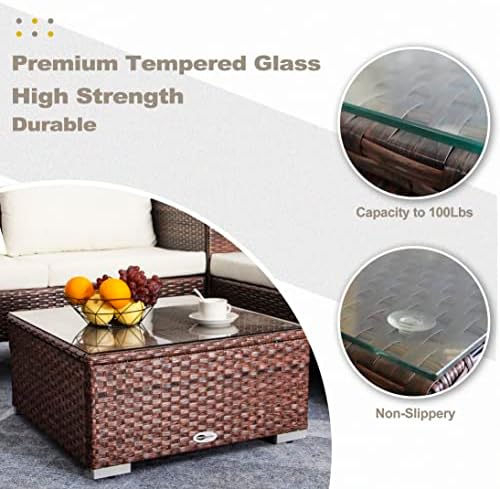 DIMAR GARDEN Outdoor Coffee Table Wicker Patio Side Table - Image 4