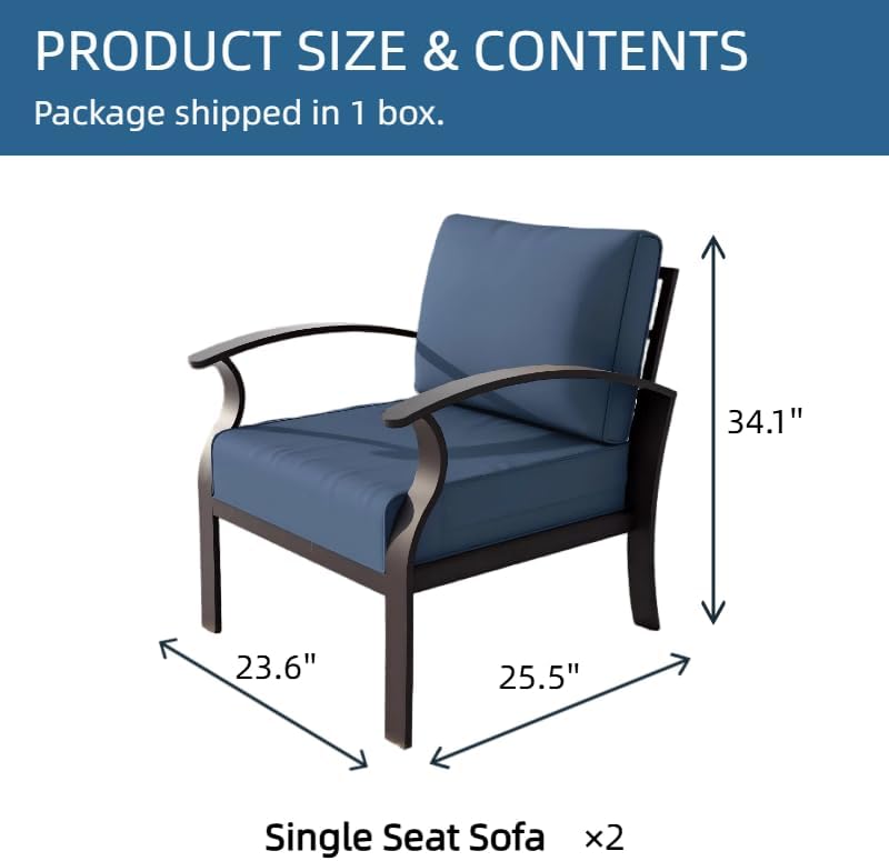 ALAULM Aluminum 2-Seat Patio Furniture Set, Metal Outdoor Furniture Sectional - Image 2