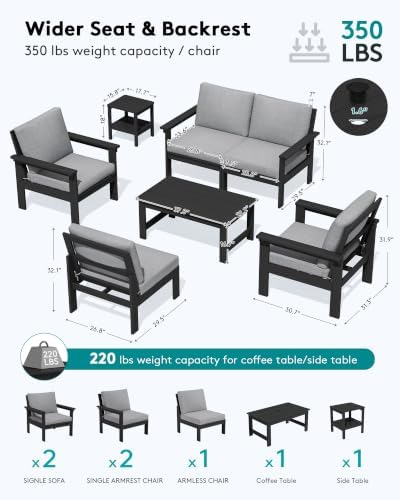 SERWALL HDPE Outdoor Patio Furniture Set Outdoor Couch - Image 2