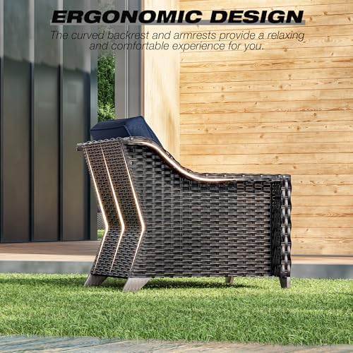 Wicker Patio Chairs Set of 2, Outdoor Rattan Furniture - Image 5