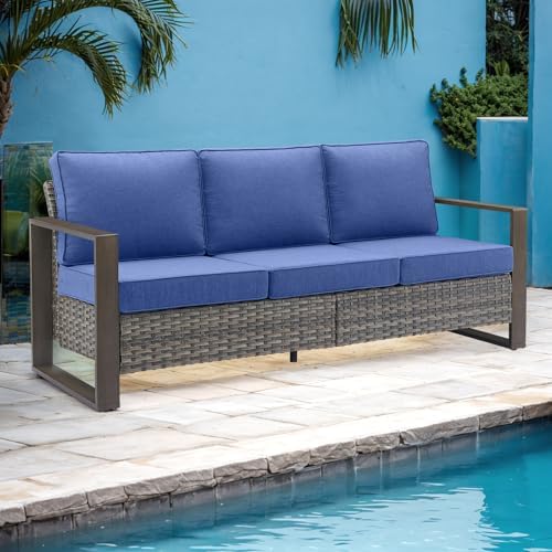 3 Seat Outdoor Wicker Couch, Rattan Patio Sofa - Image 6