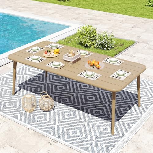 Outdoor Dining Table for 8, Large Rectangular Aluminum Frame Patio Dining Table by HAPPATIO