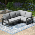Rockaway Outdoor 4-Piece HDPE L-Shaped Modular Patio Sofa Furniture Set by Costaelm