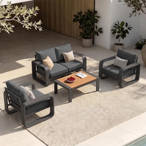 Oversized Aluminum Outdoor Furniture Set, Extra Large Patio Furniture Sofa Set by Oasbira