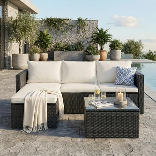 3-Piece All-Season Wicker Patio Sectional Sofa Set - Image 3