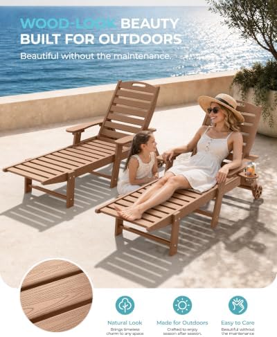 Ciokea Outdoor Chaise Lounge Chair, HDPE Patio Lounge Chair - Image 3