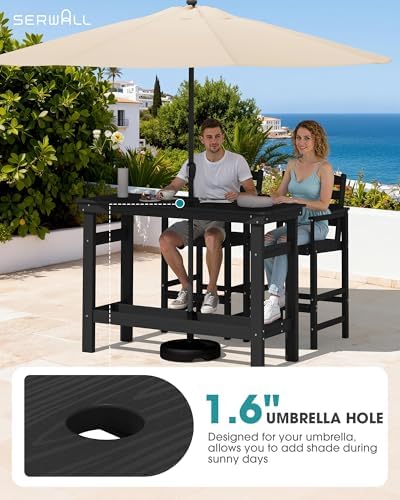 SERWALL Outdoor Bar Set, 2 Adirondack Bar Chairs & Bar Height Table - Image 2