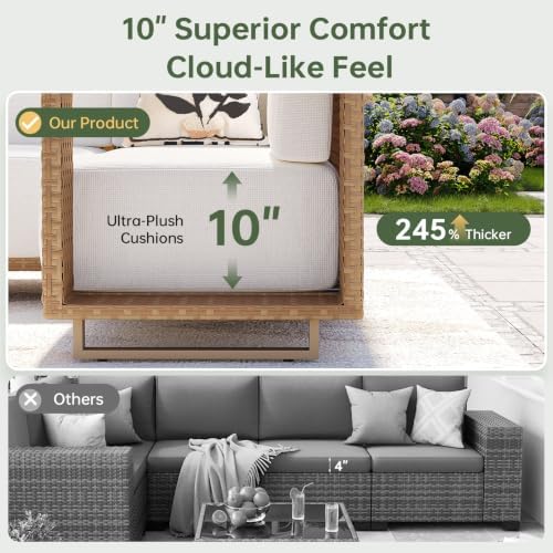 Aoxun Patio Furniture Set, 6 Piece Outdoor Sofa Set, Outdoor Conversation Set - Image 3