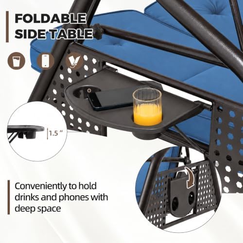 3 Seat Patio Swing with Canopy, 3-in-1 Outdoor Porch Swing Chair with - Image 7