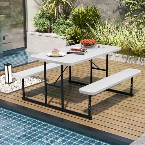 GIANTEX Picnic Table Bench Set for 4 People, 4.5FT Outdoor Rectangular Dining - Image 3