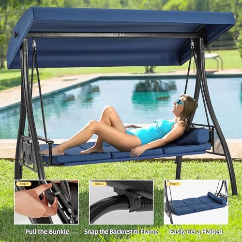 HOMREST 3 Seat Porch Swing - Image 6