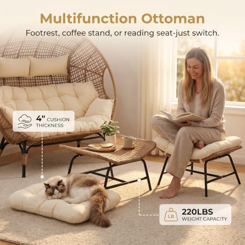 NICESOUL Indoor Outdoor Stationary Double Egg Chair - Image 3
