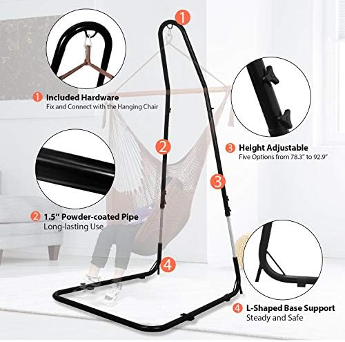 Hammock Chair Stand Only, Adjustable Height 79-93 Inch, 330 Lb Capacity - Image 3