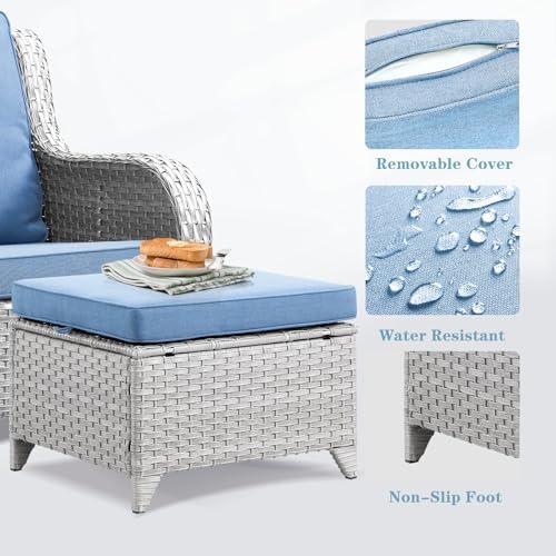 Wicker Outdoor Ottomans Set of 2 - Image 5