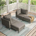 Outdoor Patio Furniture, 4 Piece Outdoor Sectional Sofa PE Rattan Wicker Patio by LAUSAINTHOME