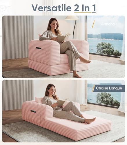 Versatile 2 in 1 Boneless Armchair Chaise Lounge Chair Indoor, Convertible - Image 4