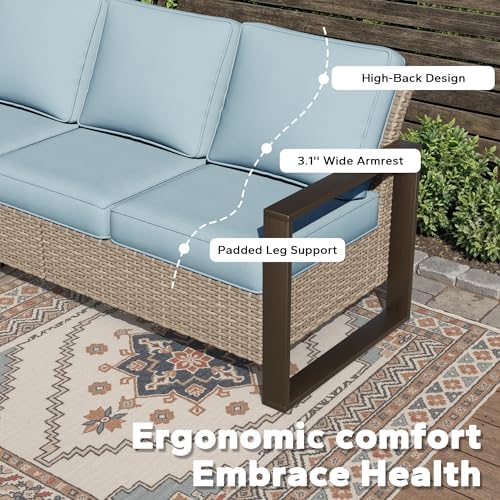 Outdoor Patio Wicker Sofa, 3-Seater Rattan Sofa - Image 4