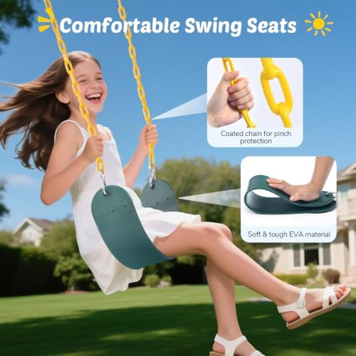 Trekassy 440lbs Swing Sets for Backyard, 2 Seat Saucer & Belt Swing - Image 5
