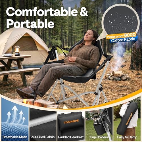 VIVOHOME Reclining Hammock Camping Chair, Portable Rocker Chair - Image 2
