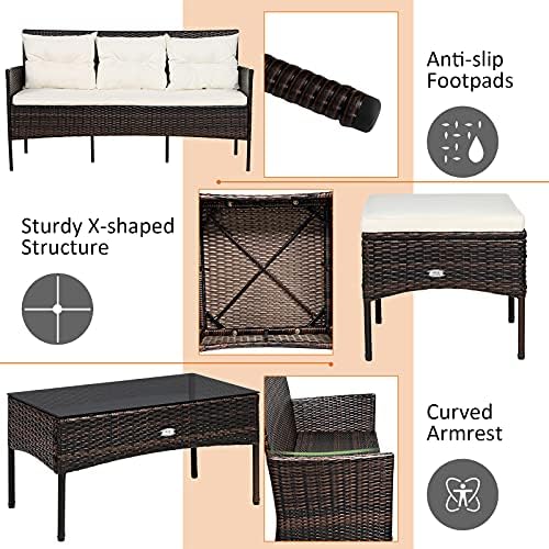 Tangkula 3 Pieces Patio Conversation Set, Outdoor PE Rattan Wicker Furniture - Image 6