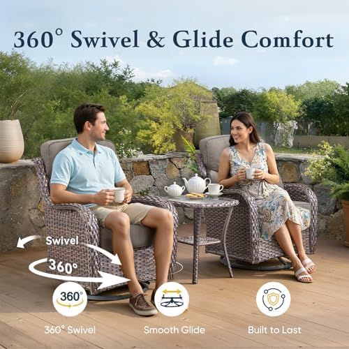 Luxury 6" Thick Cushioned Outdoor Swivel Rocker Chairs Set of 4 - Image 3