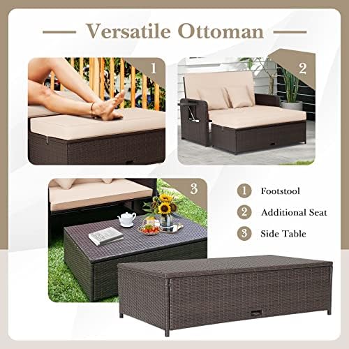HAPPYGRILL Patio Rattan Wicker Daybed - Image 4