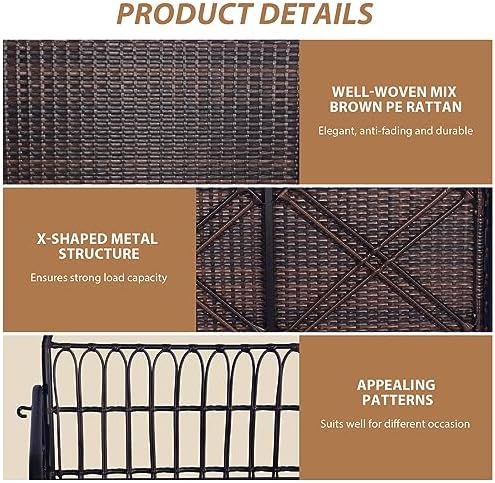 Tangkula Outdoor Wicker Porch Swing, 2-Person Hanging Seat - Image 6