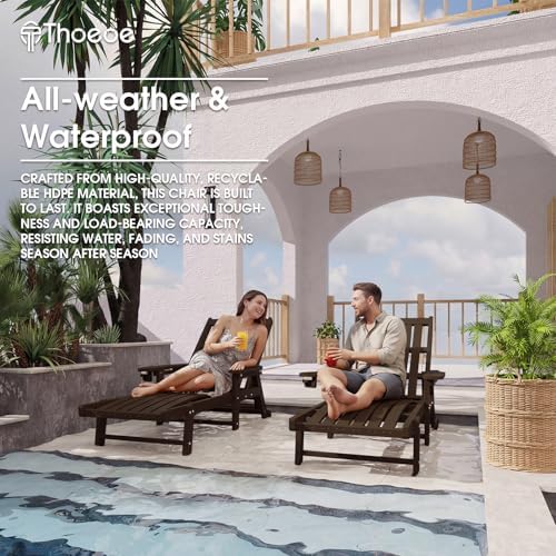 THOEOE Outdoor Chaise Lounge Chair Set of 2, HDPE Pool Lounge Chair - Image 7
