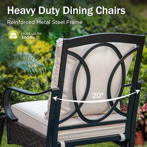 PHI VILLA 9pc Outdoor Dining Set, Wicker Chairs - Image 5