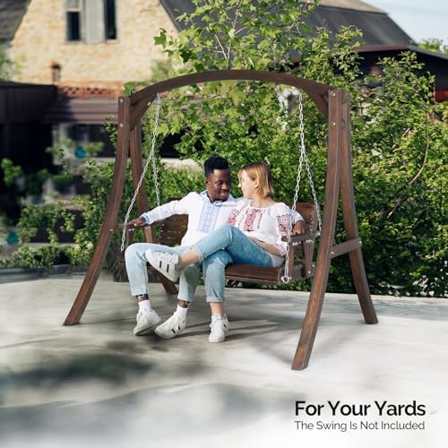 VINGLI 6.7FT Wooden Porch Swing Frame, 1000-lb A-Frame Stand - Image 7