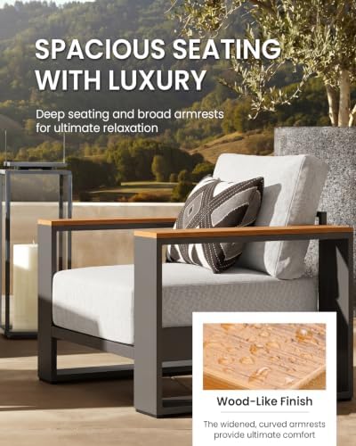 Oversized Aluminum Patio Furniture Set, 4 Pieces Luxury Outdoor Furniture Set - Image 3