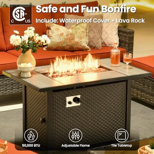 ovios 7 Pieces Patio Furniture Set, Outdoor Wicker Sofa Couch - Image 5