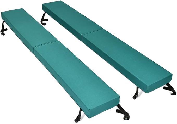 North American Mattress 6' Outdoor Picnic Bench Seat Cushion -2 Piece Set; 72" (6ft) x 10" x 3"; Green/Blue - Folding & Easy to Carry