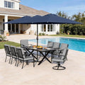 10 Piece Outdoor Dining Set for 8, Patio Table and Chairs Set by ASJMR