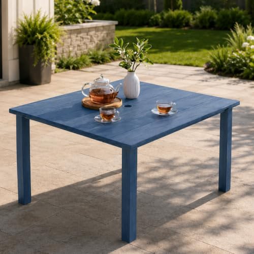 HDPE Outdoor Dining Set for 4, Square Table & Chairs Set - Image 3