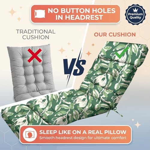 MAGIC ELEPHANT Chaise Lounge Cushion Outdoor, Memory Foam Patio Lounge Chair - Image 5