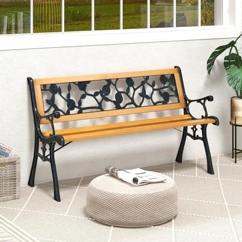 Tangkula Outdoor Garden Bench Park Bench, Patio Iron Bench Chair - Image 4