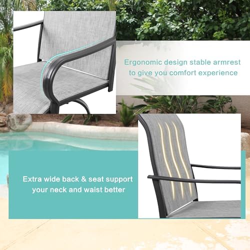 Vongrasig 4 Piece Patio Swivel Bar Chairs, All Weather Metal Textile High - Image 4