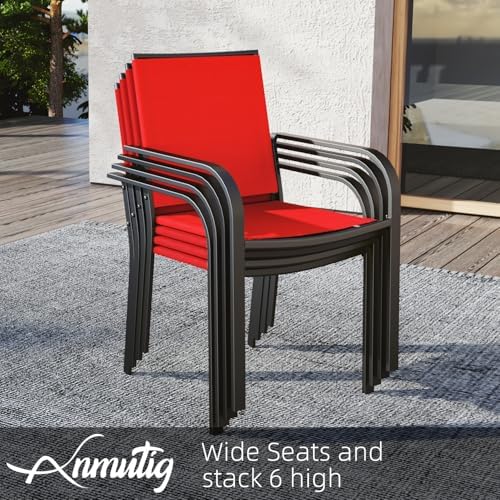 Patio Red Stackable Chairs - Image 2