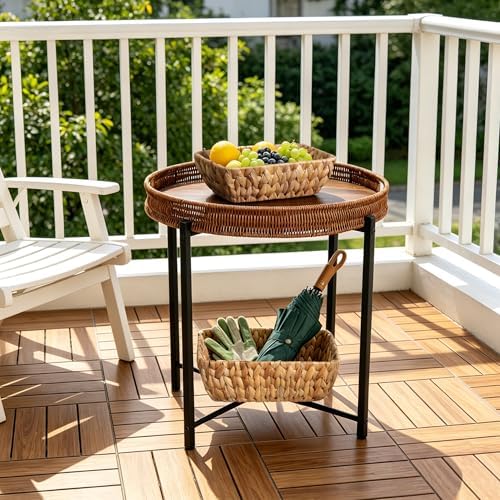 19in Round Rattan Side Table - Image 5