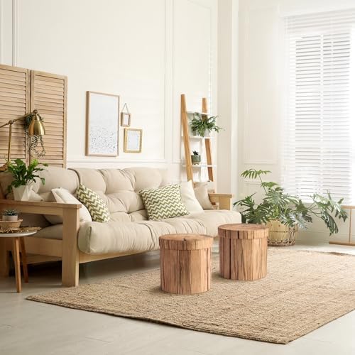 Sorbus Tree Stump Stool, 15 Inch Storage Ottoman & Footrest - Image 2