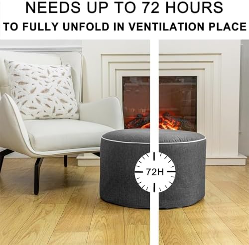 Patio Outdoor Ottoman, Dark Gray, Pouf Footstool - Image 4