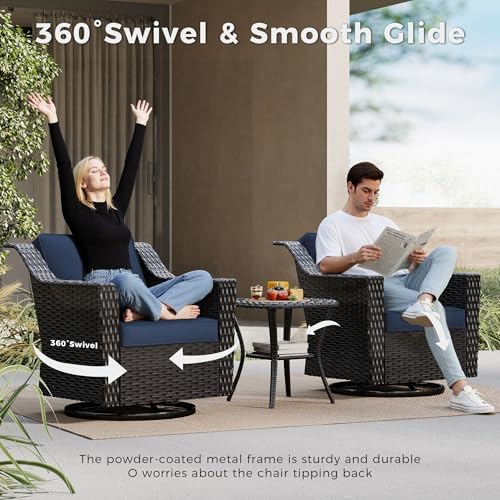 4 Piece Patio Furniture Set, Wicker Outdoor Conversation Set - Image 3