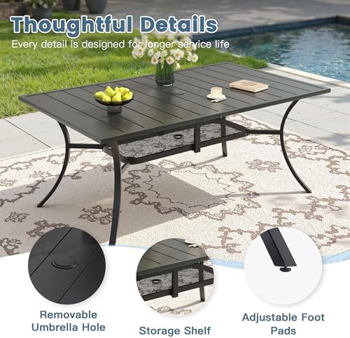 DIFY Outdoor Dining Set for 6, 59.2" Rectangle Table & Swivel Chairs - Image 2