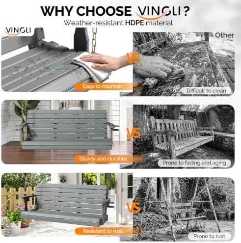 VINGLI 5 FT HDPE Porch Swing Outdoor - Image 6