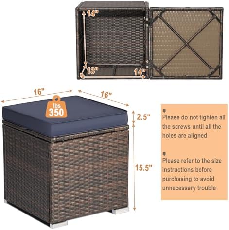RELAX4LIFE 2-Piece Wicker Outdoor Storage Ottoman Set - Image 3