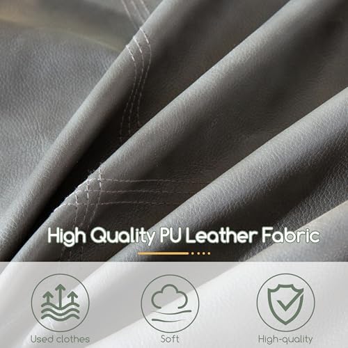 HIGOGOGO Square Stuffed Pouf Ottoman, Pu Leather Poufs - Image 4