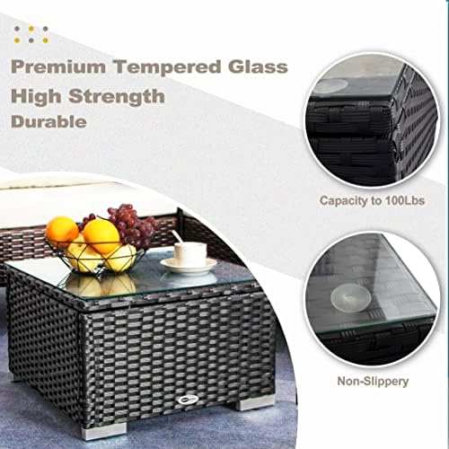 DIMAR GARDEN Outdoor Coffee Table Wicker Patio Side Table - Image 4