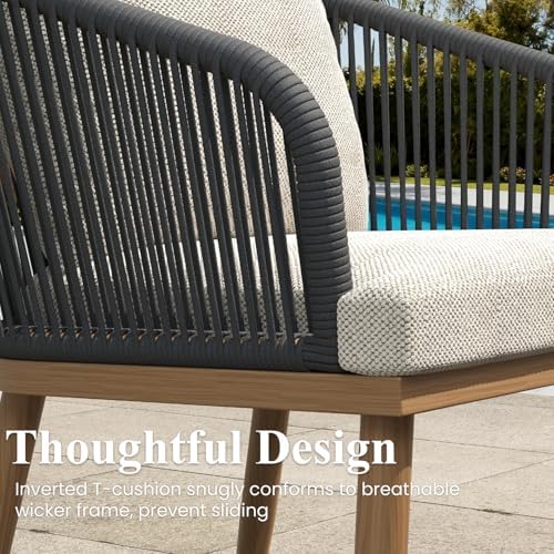 9 Pieces Outdoor Patio Dining Set, Aluminium Rectangular Dining Table and - Image 4