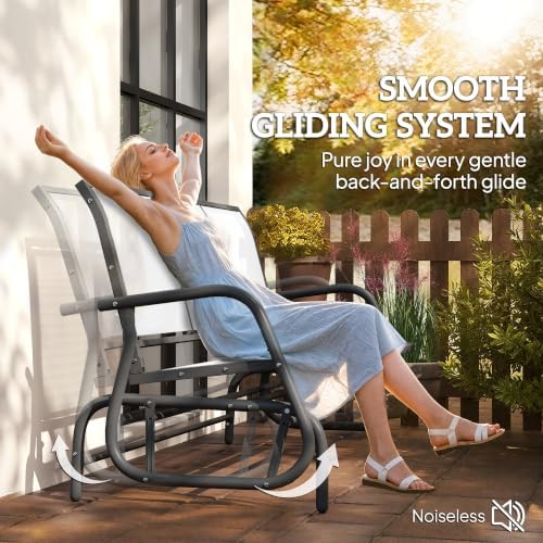 Outsunny 3-Person Patio Glider Bench Outside 3 Seats Cream White - Image 4
